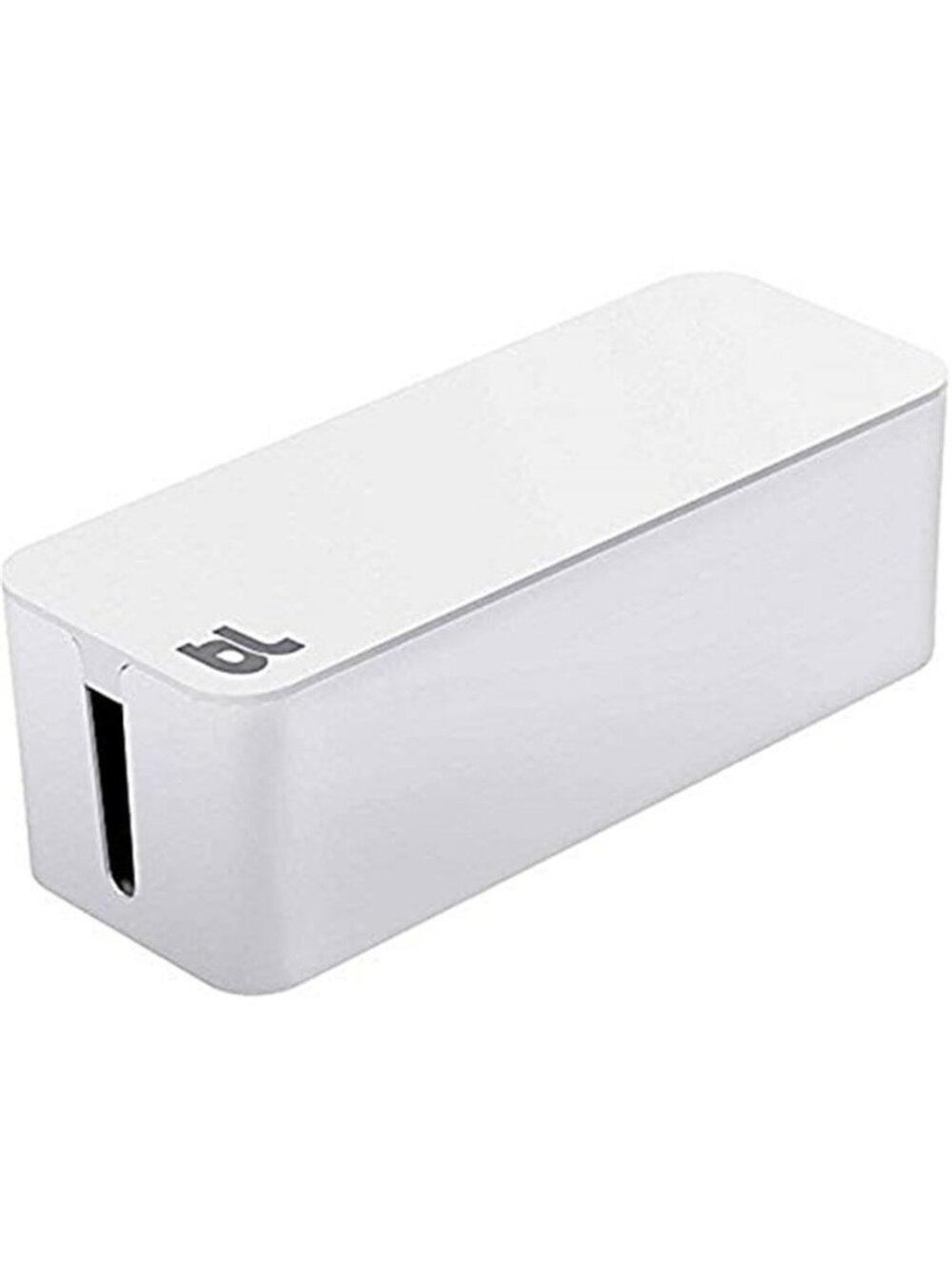 Cable Box Organizer Hides Cords White Desk TV Surge Protector Management